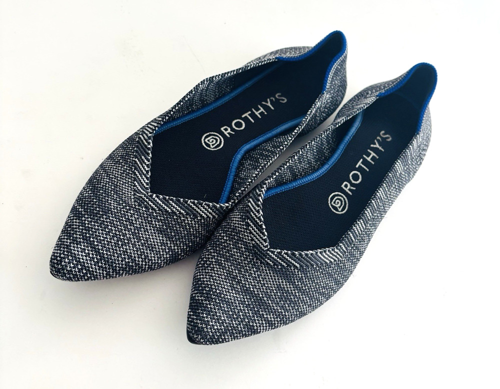 Rothys Size 8.5 The Point Flats Women Shoes Gray Ballet Flat Slip On